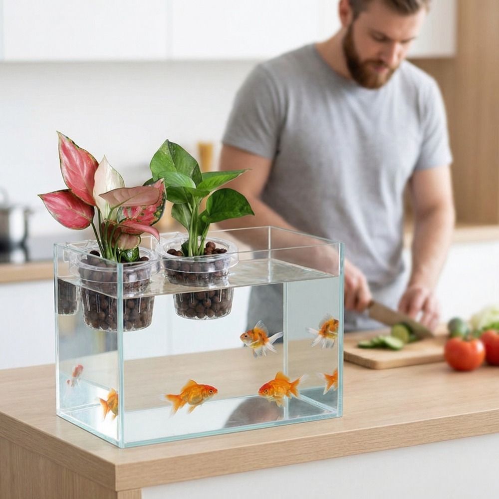 Aquarium Planted Wall - Transparent Fish Tank Grass Cup Round
